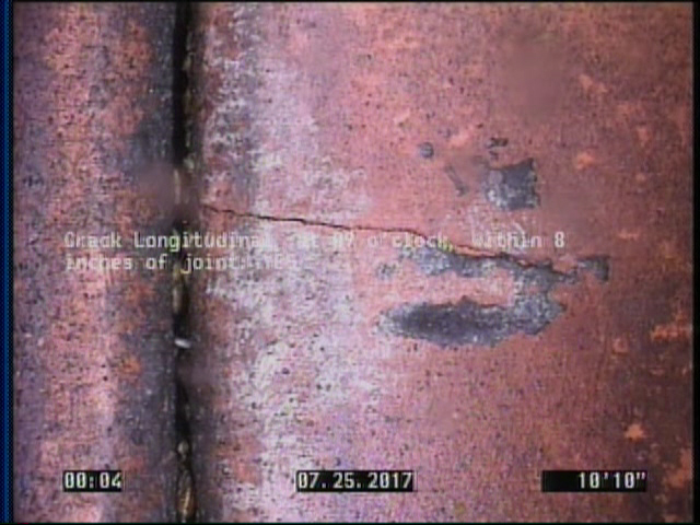 Crack Longitudinal, at 09 o'clock, within 8 inches of joint: YES