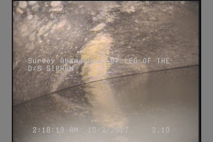 Survey Abandoned - UP LEG OF THE D/S SIPHON