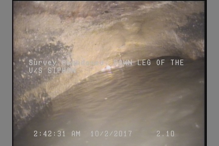 Survey Abandoned - DOWN LEG OF THE U/S SIPHON
