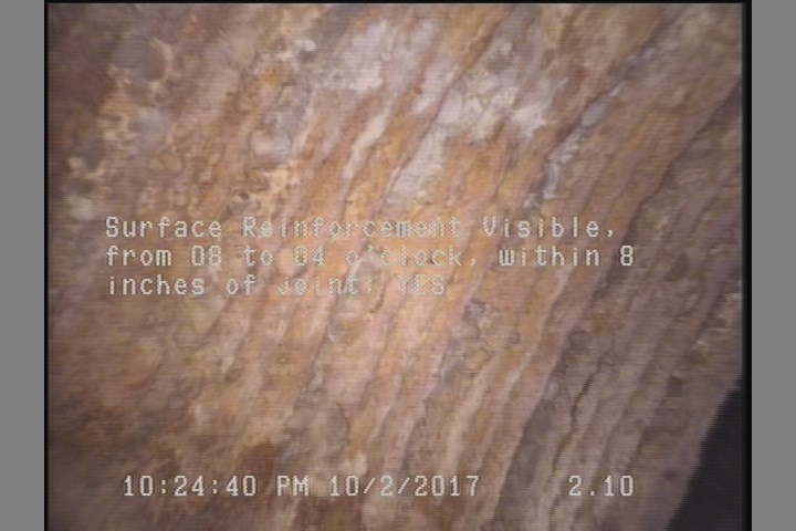 Surface Reinforcement Visible, from 08 to 04 o'clock, within 8 inches of joint: YES