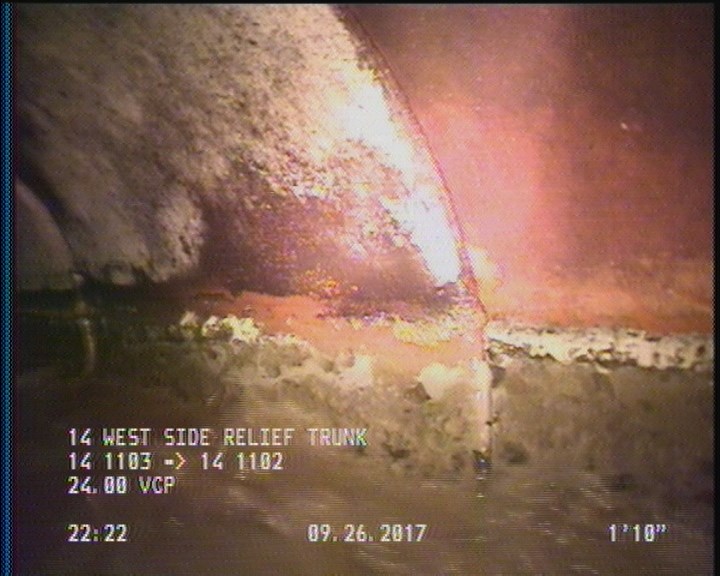 Deposits Attached Grease, 5 %of cross sectional area, from 04 to 08 o'clock, , within 8 inches of joint: YES, Start