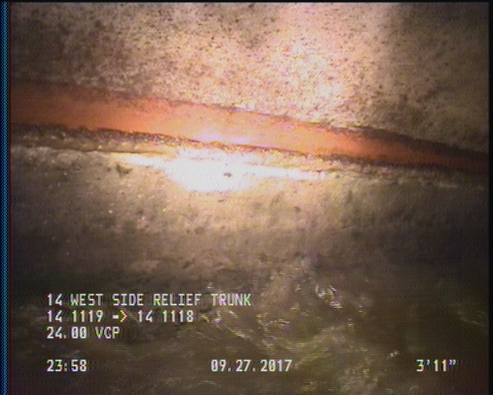Deposits Attached Grease, 5 %of cross sectional area, from 04 to 08 o'clock, , within 8 inches of joint: YES, Start