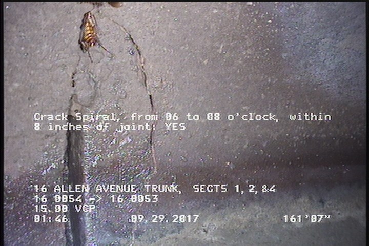 Crack Spiral, from 06 to 08 o'clock, within 8 inches of joint: YES