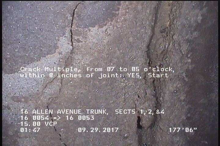 Crack Multiple, from 07 to 05 o'clock, within 8 inches of joint: YES, Start