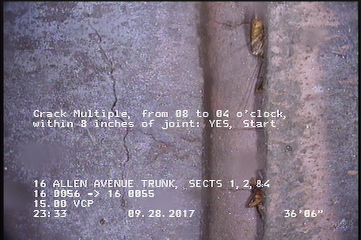 Crack Multiple, from 08 to 04 o'clock, within 8 inches of joint: YES, Start