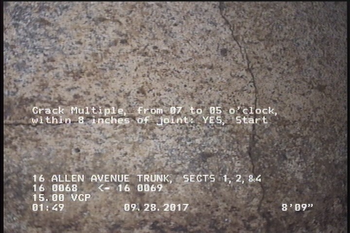 Crack Multiple, from 07 to 05 o'clock, within 8 inches of joint: YES, Start