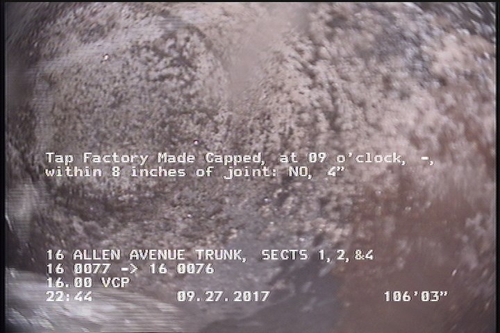 Tap Factory Made Capped, at 09 o'clock, -, within 8 inches of joint: NO, 4"