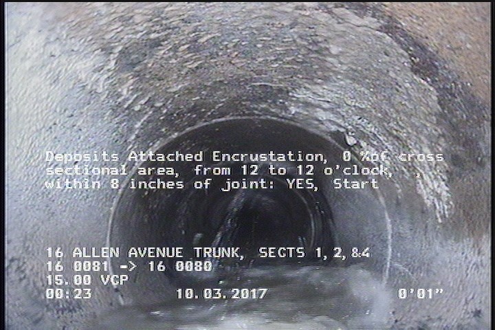 Deposits Attached Encrustation, 0 %of cross sectional area, from 12 to 12 o'clock, , within 8 inches of joint: YES, Start