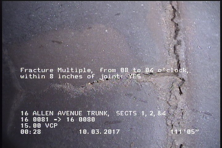 Fracture Multiple, from 08 to 04 o'clock, within 8 inches of joint: YES