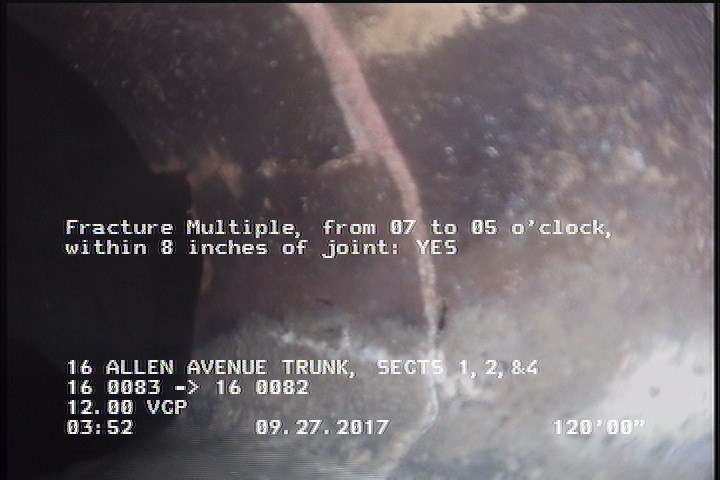 Fracture Multiple, from 07 to 05 o'clock, within 8 inches of joint: YES