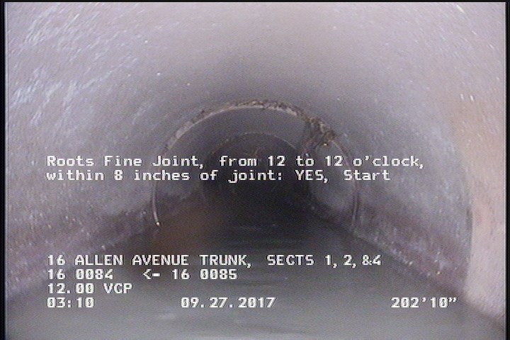 Roots Fine Joint, from 12 to 12 o'clock, within 8 inches of joint: YES, Start