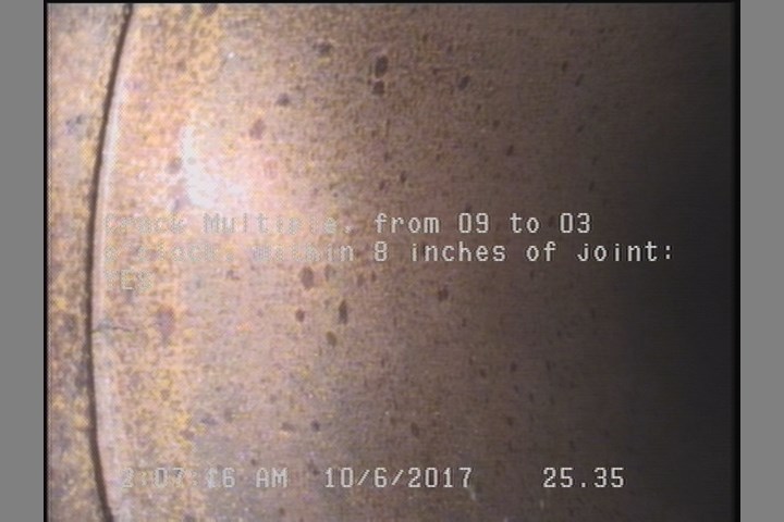 Crack Multiple, from 09 to 03 o'clock, within 8 inches of joint: YES