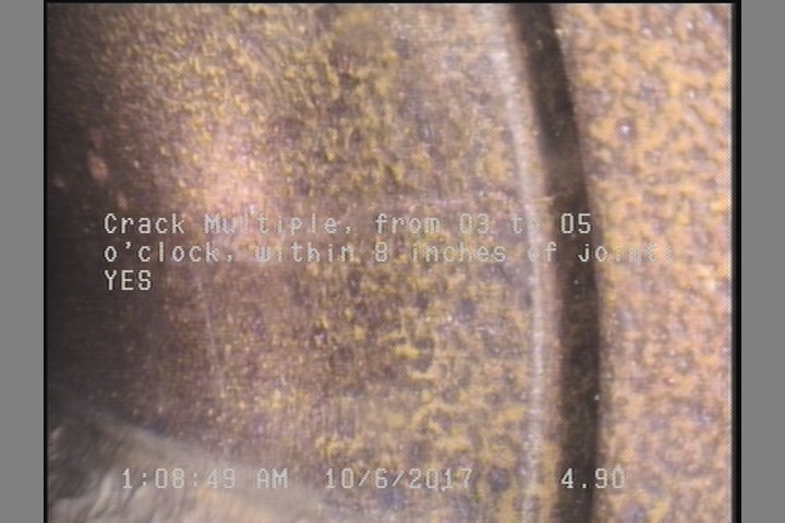 Crack Multiple, from 03 to 05 o'clock, within 8 inches of joint: YES