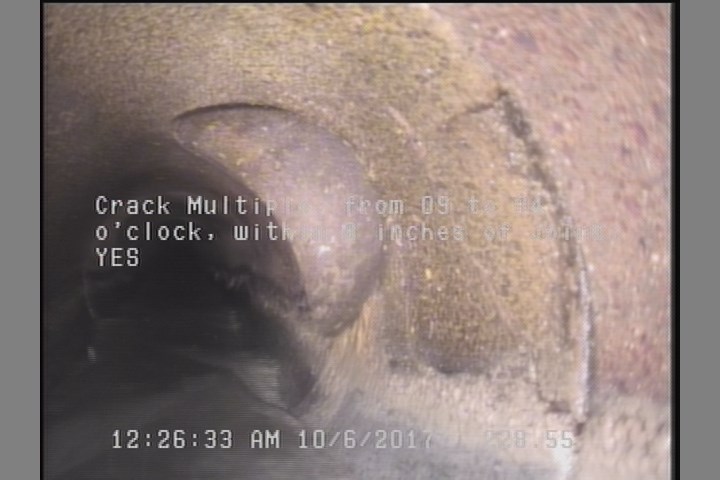 Crack Multiple, from 09 to 04 o'clock, within 8 inches of joint: YES
