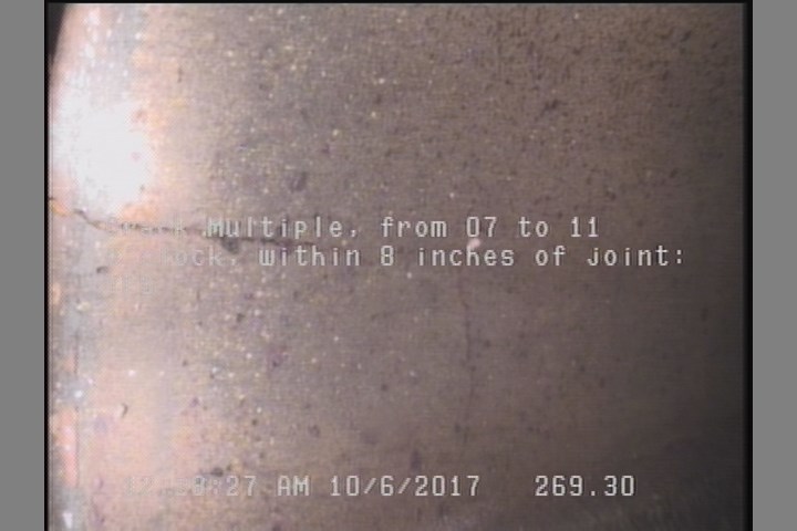 Crack Multiple, from 07 to 11 o'clock, within 8 inches of joint: YES