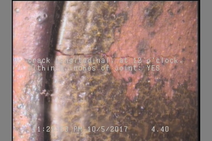 Crack Longitudinal, at 12 o'clock, within 8 inches of joint: YES