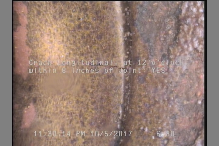 Crack Longitudinal, at 12 o'clock, within 8 inches of joint: YES
