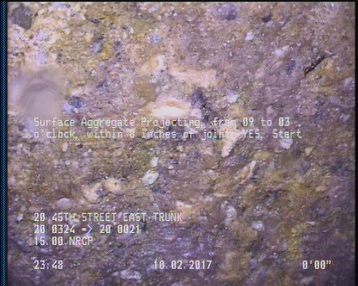 Surface Aggregate Projecting, from 09 to 03 o'clock, within 8 inches of joint: YES, Start
