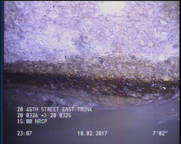 Deposits Attached Grease, 5 %of cross sectional area, from 03 to 09 o'clock, , within 8 inches of joint: YES, Start