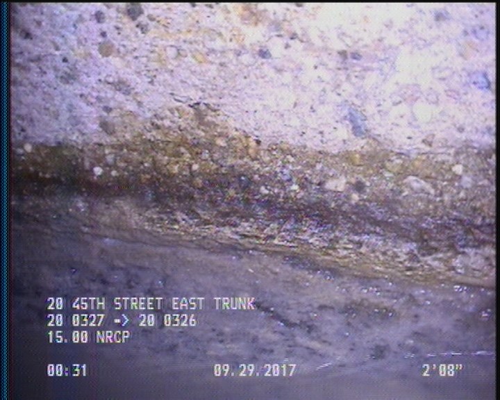 Deposits Attached Grease, 5 %of cross sectional area, from 03 to 09 o'clock, , within 8 inches of joint: YES, Start