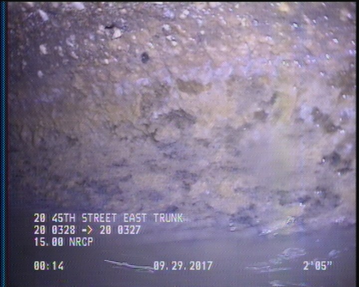 Deposits Attached Grease, 5 %of cross sectional area, from 03 to 09 o'clock, , within 8 inches of joint: YES, Start