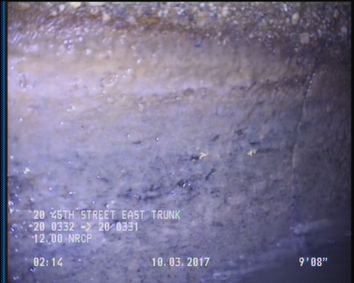 Deposits Attached Grease, 5 %of cross sectional area, from 03 to 09 o'clock, , within 8 inches of joint: YES, Start