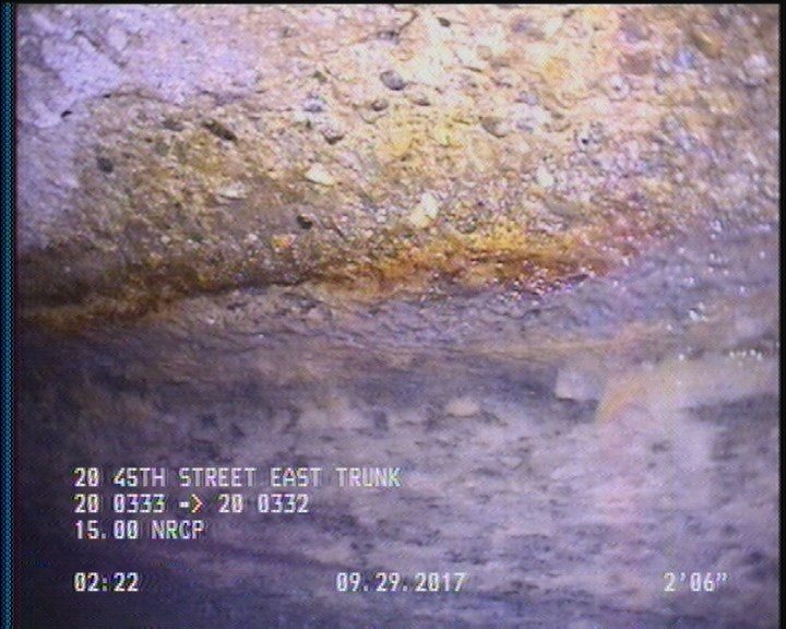 Deposits Attached Grease, 5 %of cross sectional area, from 03 to 09 o'clock, , within 8 inches of joint: YES, Start