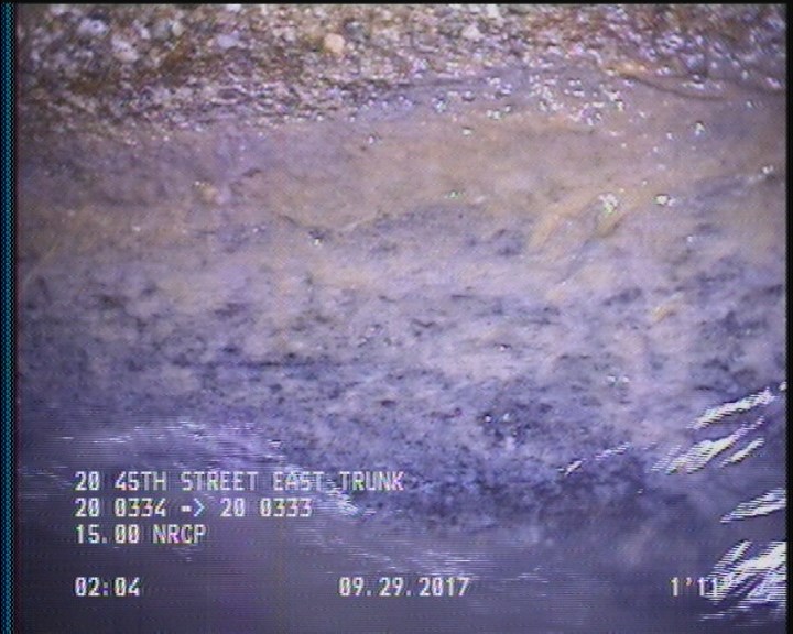 Deposits Attached Grease, 5 %of cross sectional area, from 03 to 09 o'clock, , within 8 inches of joint: YES, Start