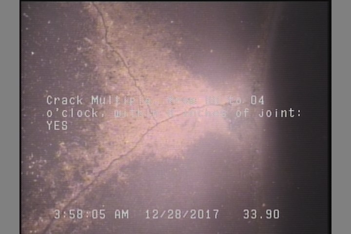 Crack Multiple, from 08 to 04 o'clock, within 8 inches of joint: YES