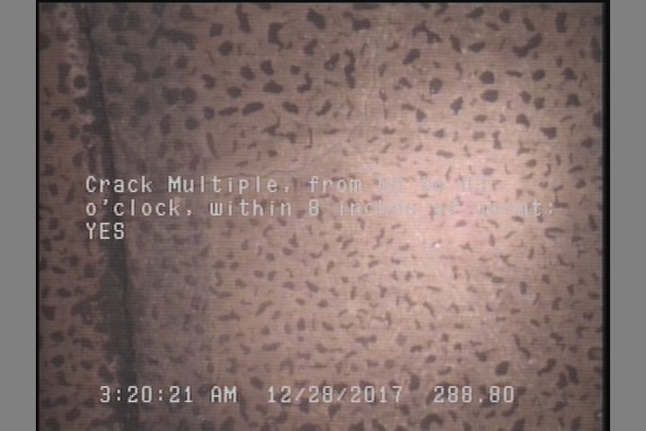 Crack Multiple, from 09 to 03 o'clock, within 8 inches of joint: YES
