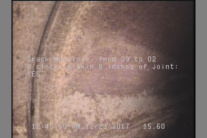 Crack Multiple, from 09 to 02 o'clock, within 8 inches of joint: YES
