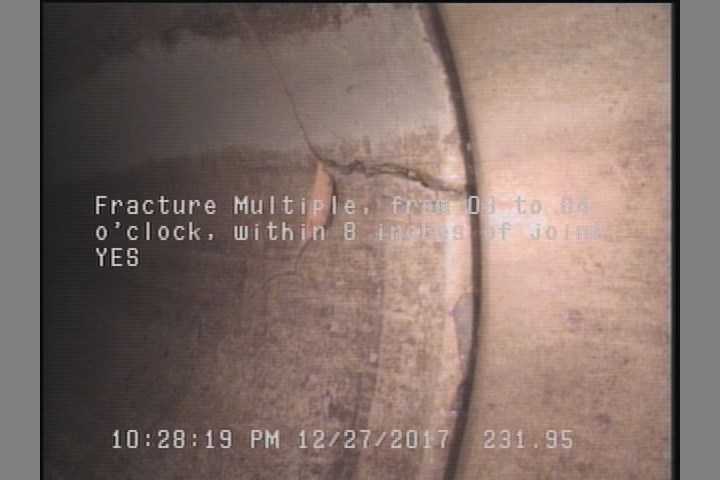 Fracture Multiple, from 08 to 04 o'clock, within 8 inches of joint: YES