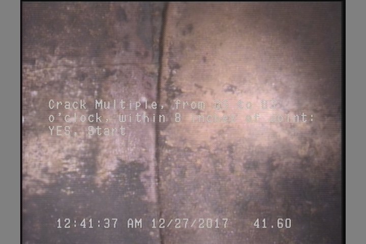 Crack Multiple, from 09 to 03 o'clock, within 8 inches of joint: YES, Start