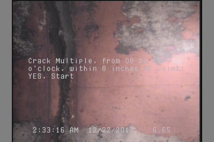 Crack Multiple, from 08 to 04 o'clock, within 8 inches of joint: YES, Start