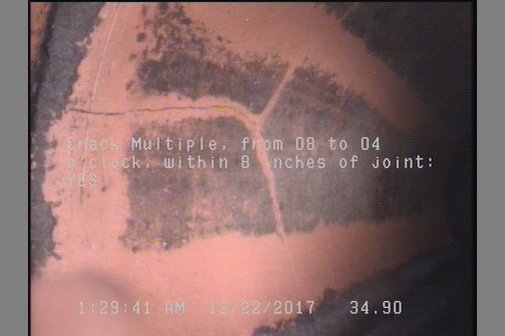 Crack Multiple, from 08 to 04 o'clock, within 8 inches of joint: YES