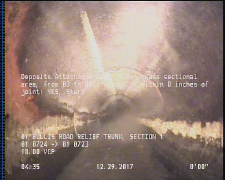 Deposits Attached Grease, 5 %of cross sectional area, from 03 to 09 o'clock, , within 8 inches of joint: YES, Start