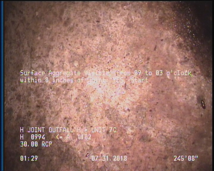 Surface Aggregate Visible, from 09 to 03 o'clock, within 8 inches of joint: YES, Start