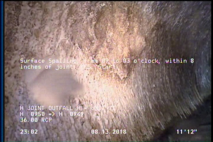 Surface Spalling, from 09 to 03 o'clock, within 8 inches of joint: YES, Start