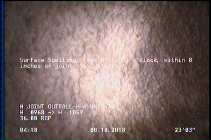 Surface Spalling, from 09 to 03 o'clock, within 8 inches of joint: YES, Start