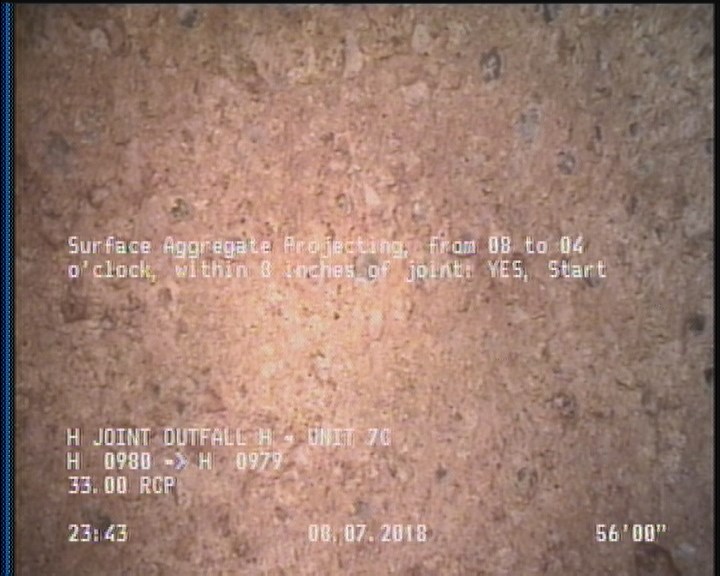 Surface Aggregate Projecting, from 08 to 04 o'clock, within 8 inches of joint: YES, Start
