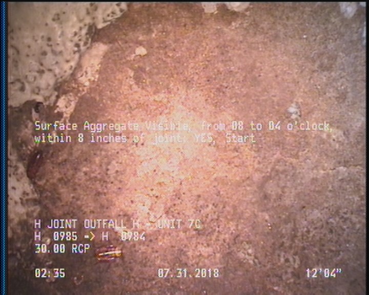 Surface Aggregate Visible, from 08 to 04 o'clock, within 8 inches of joint: YES, Start