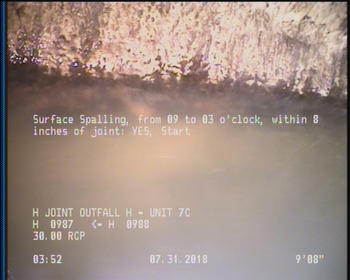 Deposits Attached Grease, 5 %of cross sectional area, from 04 to 08 o'clock, , within 8 inches of joint: YES, Start