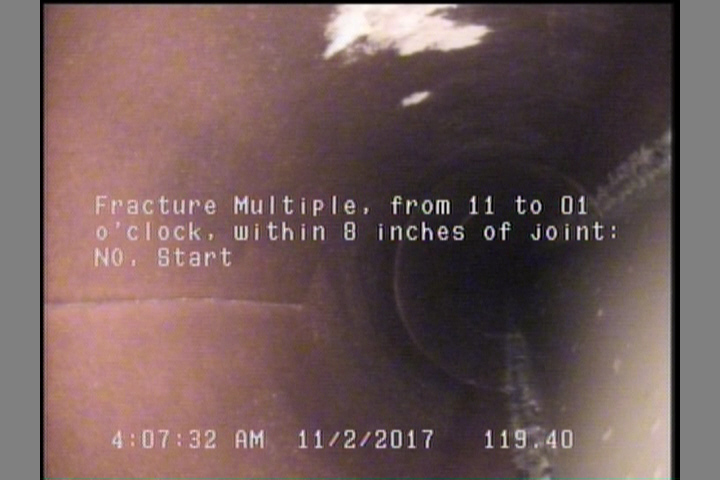 Fracture Multiple, from 11 to 01 o'clock, within 8 inches of joint: NO, Start