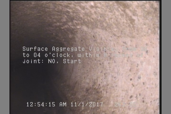 Surface Aggregate Visible, from 08 to 04 o'clock, within 8 inches of joint: NO, Start