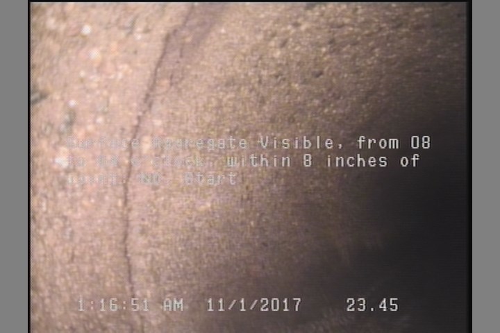 Surface Aggregate Visible, from 08 to 04 o'clock, within 8 inches of joint: NO, Start
