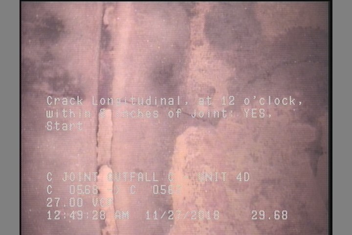 Crack Longitudinal, at 12 o'clock, within 8 inches of joint: YES, Start