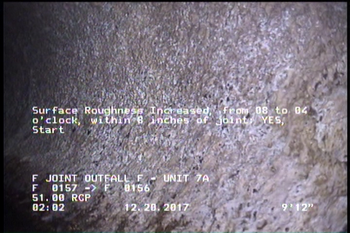 Surface Roughness Increased, from 08 to 04 o'clock, within 8 inches of joint: YES, Start