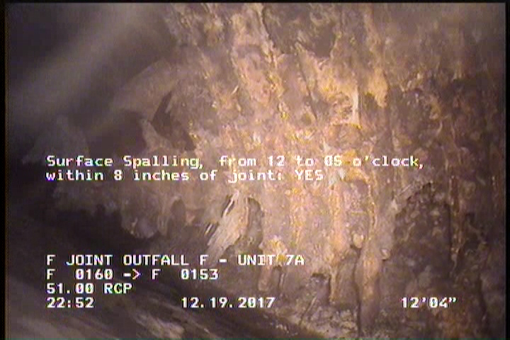 Surface Spalling, from 12 to 05 o'clock, within 8 inches of joint: YES