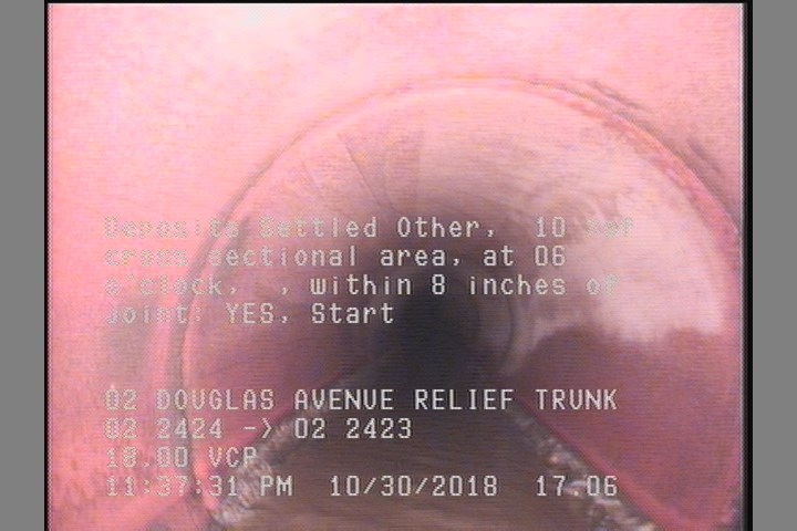 Deposits Settled Other, 10 %of cross sectional area, at 06 o'clock, , within 8 inches of joint: YES, Start