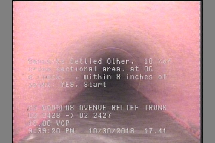 Deposits Settled Other, 10 %of cross sectional area, at 06 o'clock, , within 8 inches of joint: YES, Start